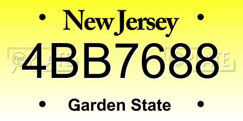 4BB7688 New Jersey License Plate