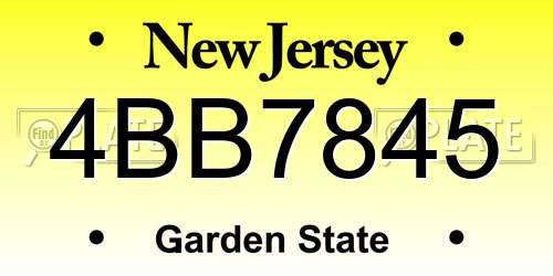 4BB7845 New Jersey License Plate