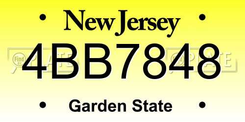 4BB7848 New Jersey License Plate