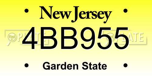 4BB955 New Jersey License Plate