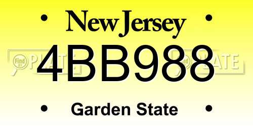 4BB988 New Jersey License Plate