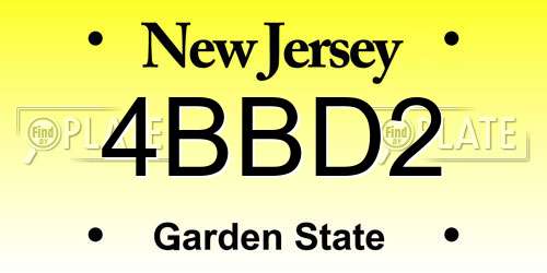 4BBD2 New Jersey License Plate