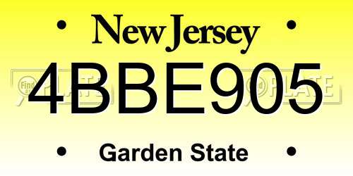 4BBE905 New Jersey License Plate