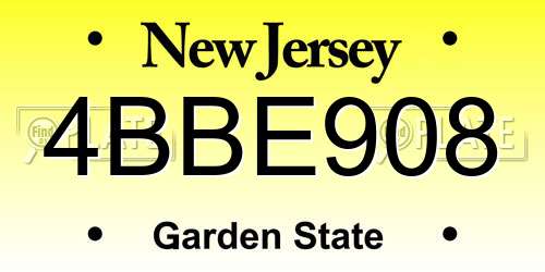 4BBE908 New Jersey License Plate