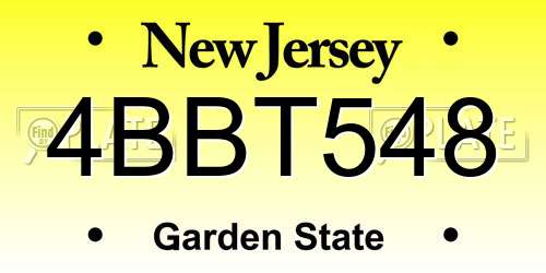 4BBT548 New Jersey License Plate