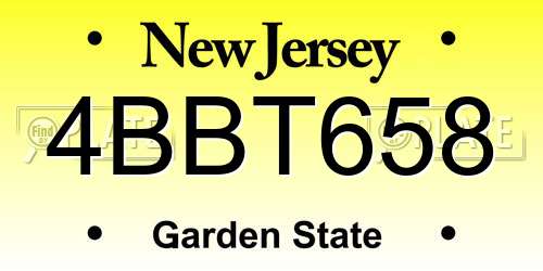 4BBT658 New Jersey License Plate