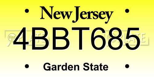 4BBT685 New Jersey License Plate