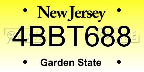 4BBT688 New Jersey License Plate