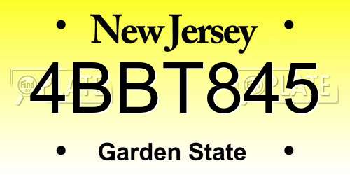 4BBT845 New Jersey License Plate