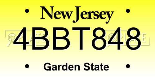 4BBT848 New Jersey License Plate