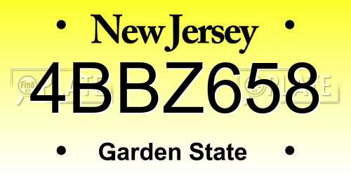 4BBZ658 New Jersey License Plate