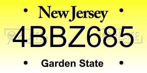4BBZ685 New Jersey License Plate