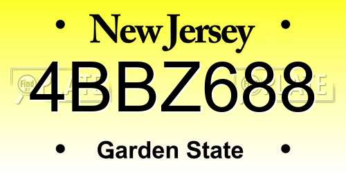 4BBZ688 New Jersey License Plate