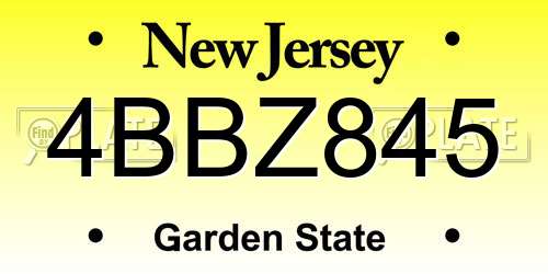 4BBZ845 New Jersey License Plate