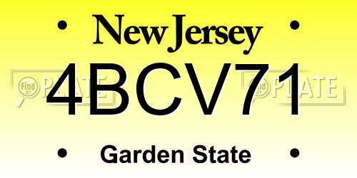 4BCV71 New Jersey License Plate