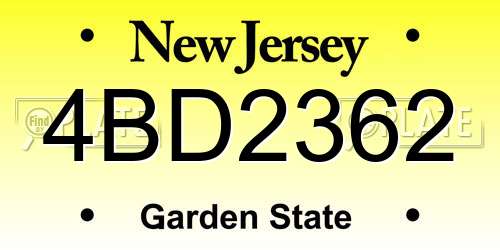 4BD2362 New Jersey License Plate