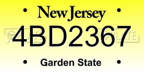 4BD2367 New Jersey License Plate