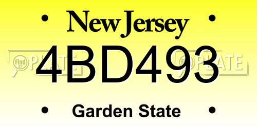 4BD493 New Jersey License Plate