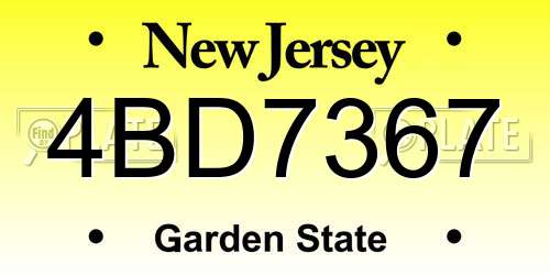 4BD7367 New Jersey License Plate