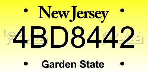 4BD8442 New Jersey License Plate