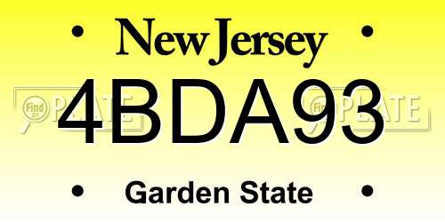 4BDA93 New Jersey License Plate