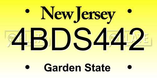 4BDS442 New Jersey License Plate