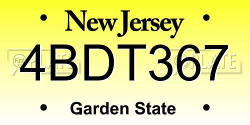 4BDT367 New Jersey License Plate