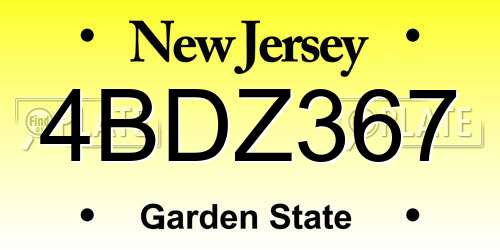 4BDZ367 New Jersey License Plate