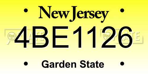 4BE1126 New Jersey License Plate