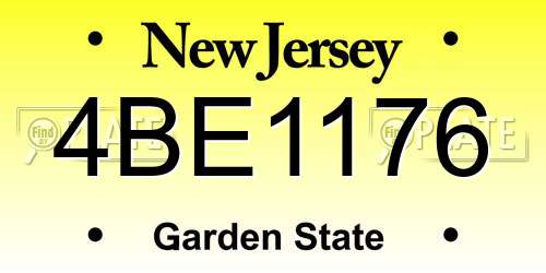 4BE1176 New Jersey License Plate