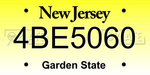 4BE5060 New Jersey License Plate