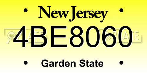 4BE8060 New Jersey License Plate