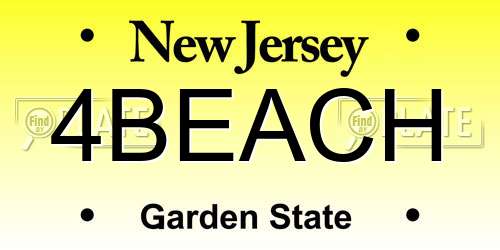 4BEACH New Jersey License Plate