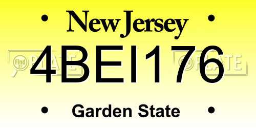 4BEI176 New Jersey License Plate