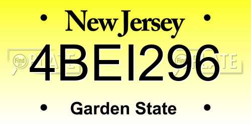 4BEI296 New Jersey License Plate