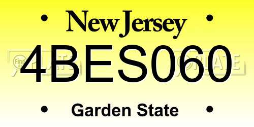 4BES060 New Jersey License Plate
