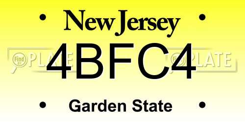 4BFC4 New Jersey License Plate