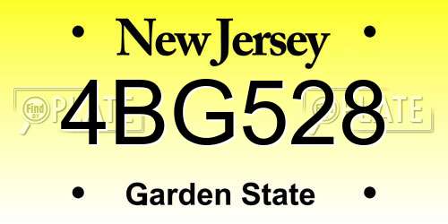 4BG528 New Jersey License Plate