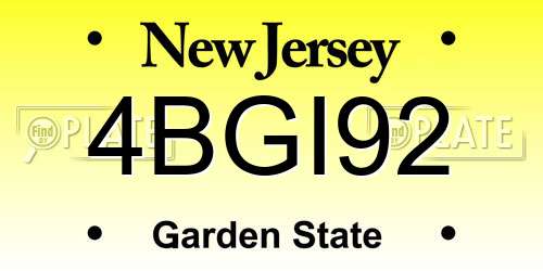 4BGI92 New Jersey License Plate