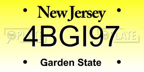 4BGI97 New Jersey License Plate