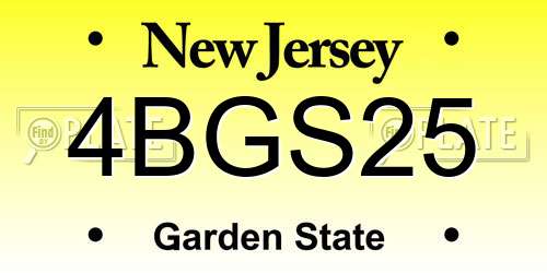 4BGS25 New Jersey License Plate