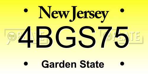 4BGS75 New Jersey License Plate