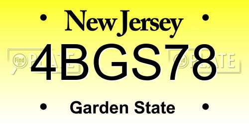 4BGS78 New Jersey License Plate