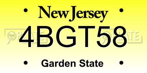 4BGT58 New Jersey License Plate