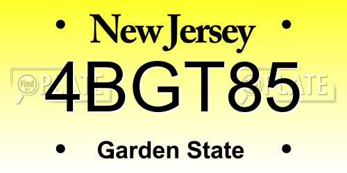 4BGT85 New Jersey License Plate