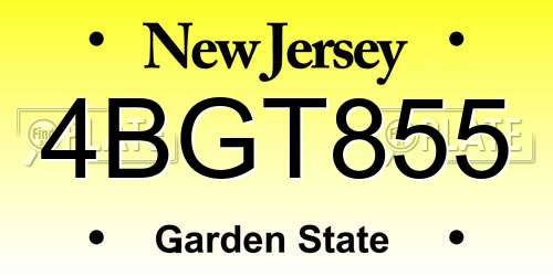 4BGT855 New Jersey License Plate