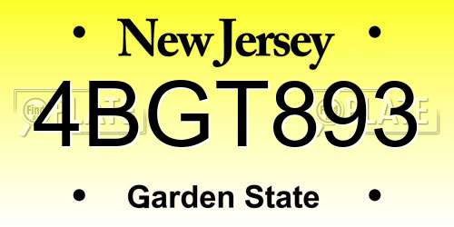 4BGT893 New Jersey License Plate