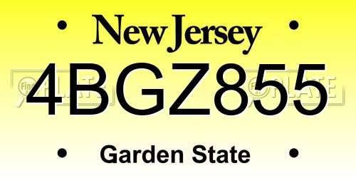 4BGZ855 New Jersey License Plate