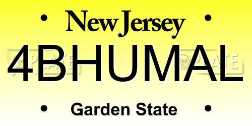 4BHUMAL New Jersey License Plate