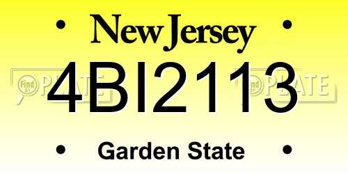 4BI2113 New Jersey License Plate